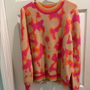 JODIFL Pink and Orange Abstract Sweater